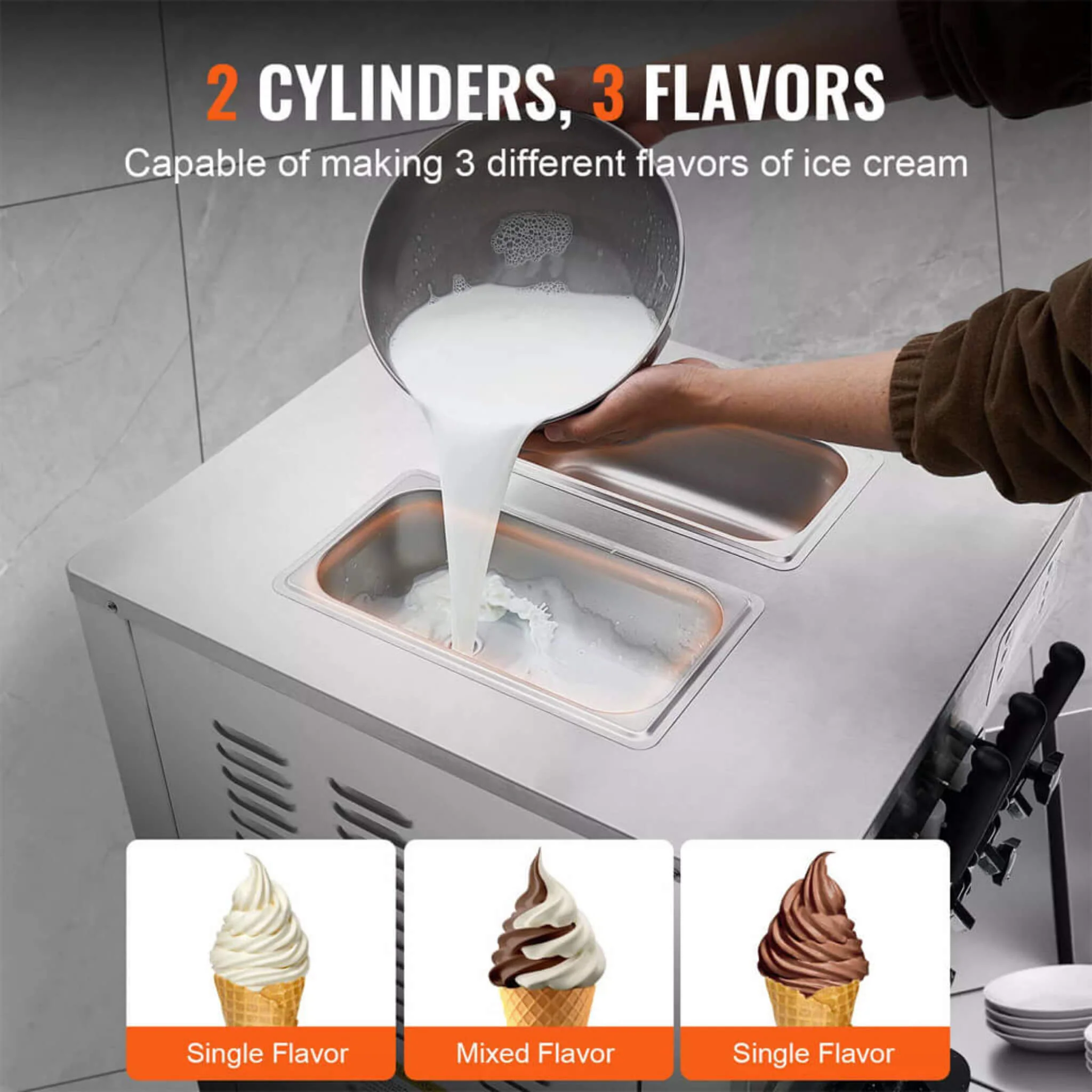 Premium Commercial 3-flavor Freestanding Soft Serve Ice Cream Machine Maker 21-31 L/H - Image 6