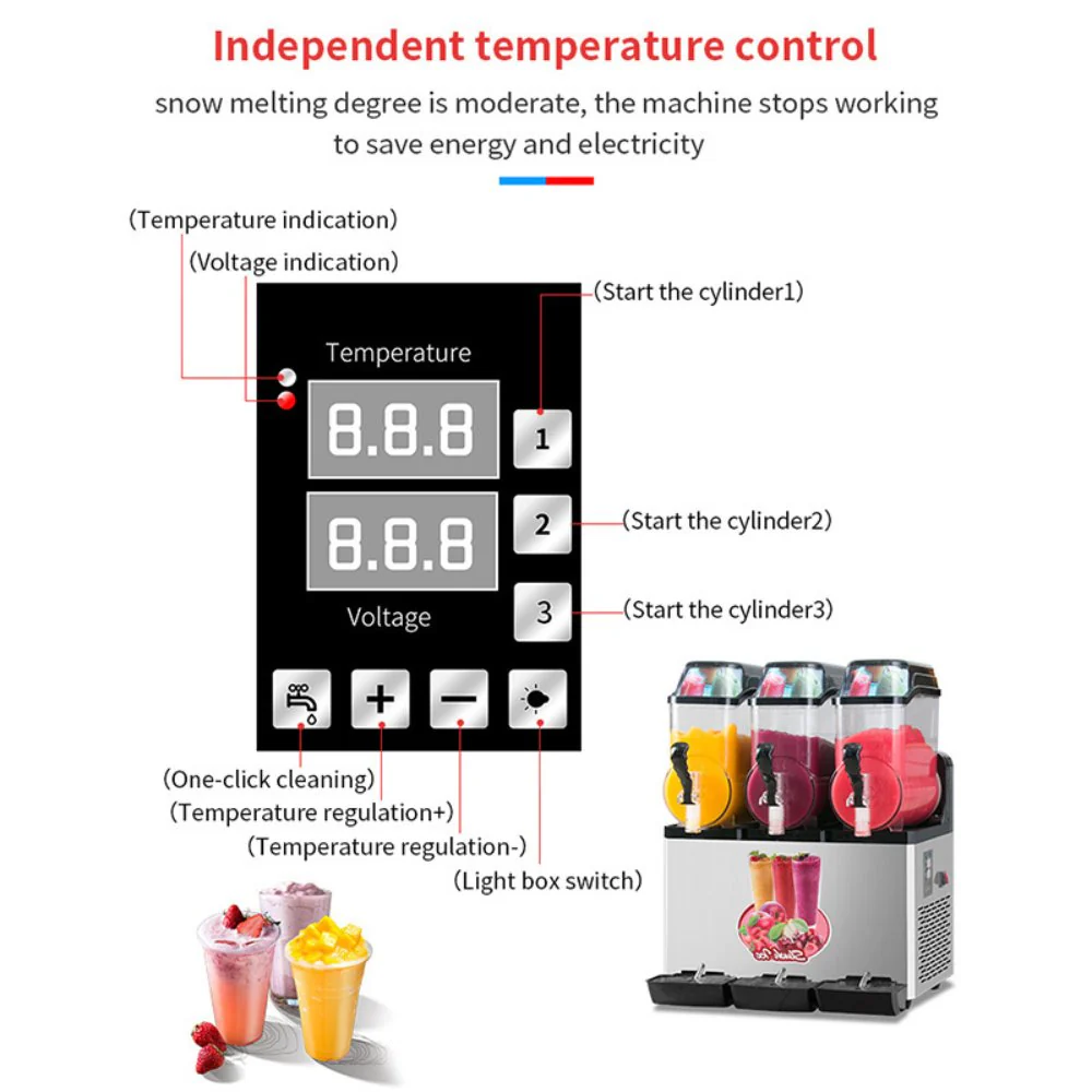 Premium Commercial Stainless Steel Slushy Machine With Triple Tank Advance Cooling 45L - Image 11