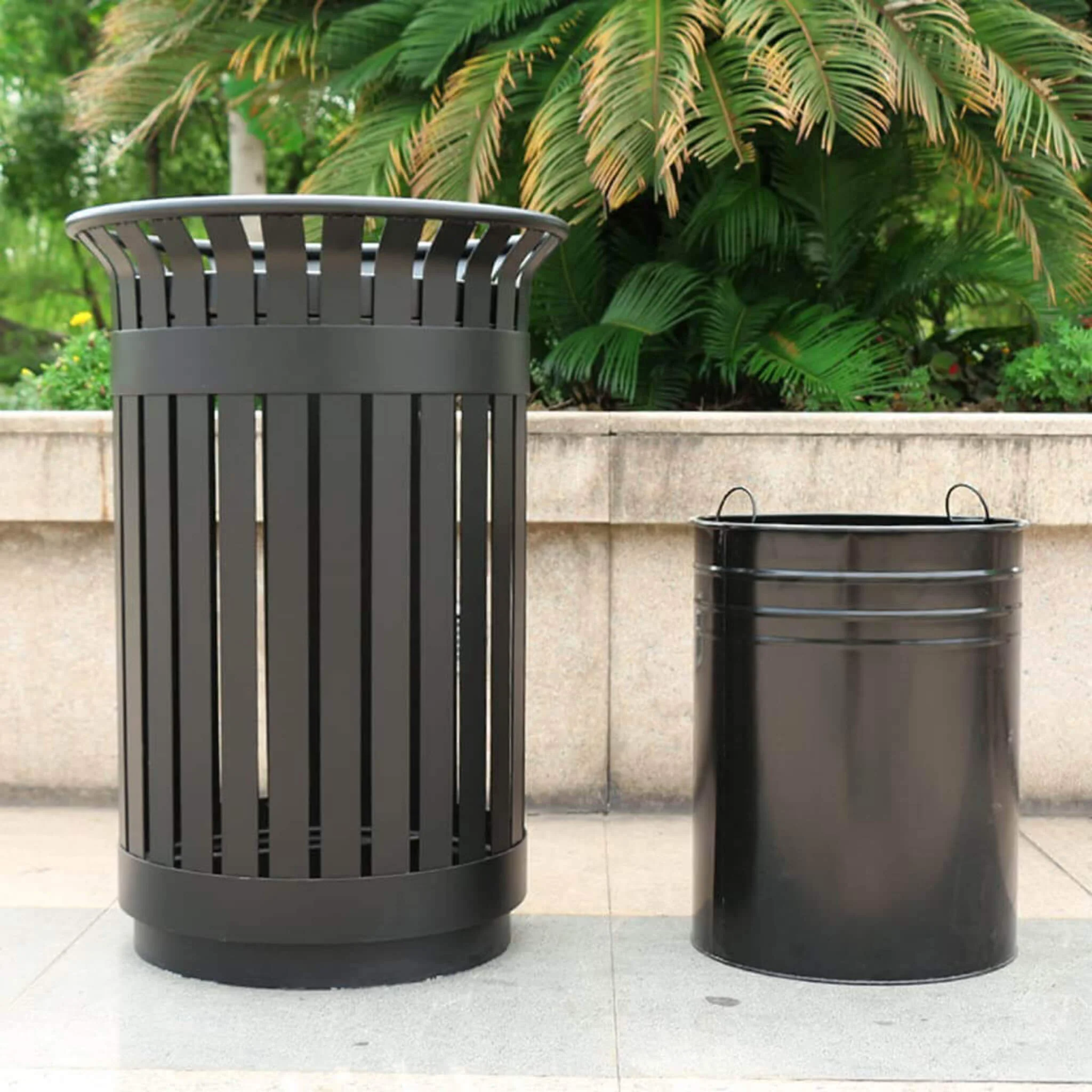 Premium Heavy-Duty Extra Large Outdoor Commercial Metal Slat Garbage Trash Can - Image 6