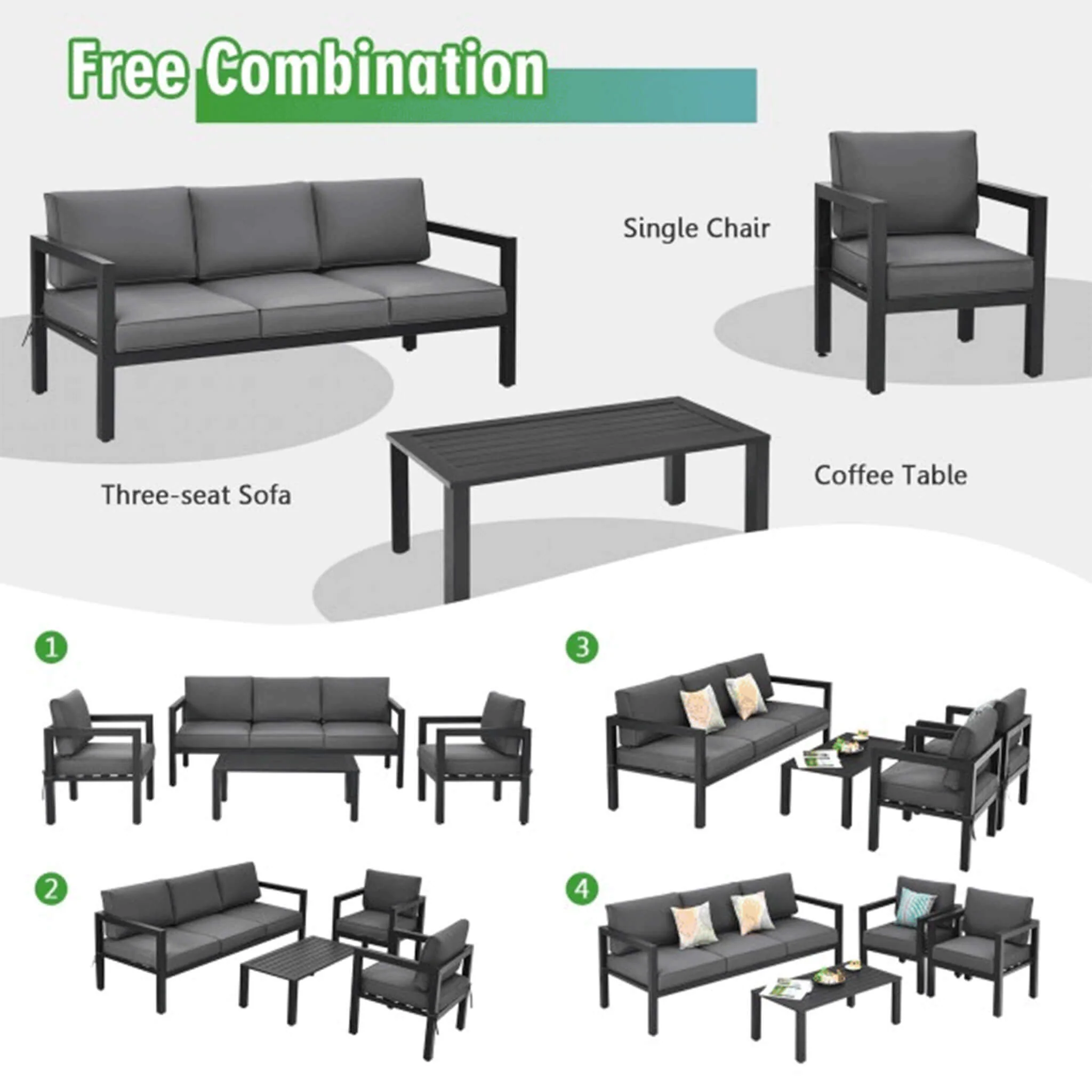 Premium Outdoor Aluminum Furniture Set For Backyard & Poolside 4PCS - Image 12