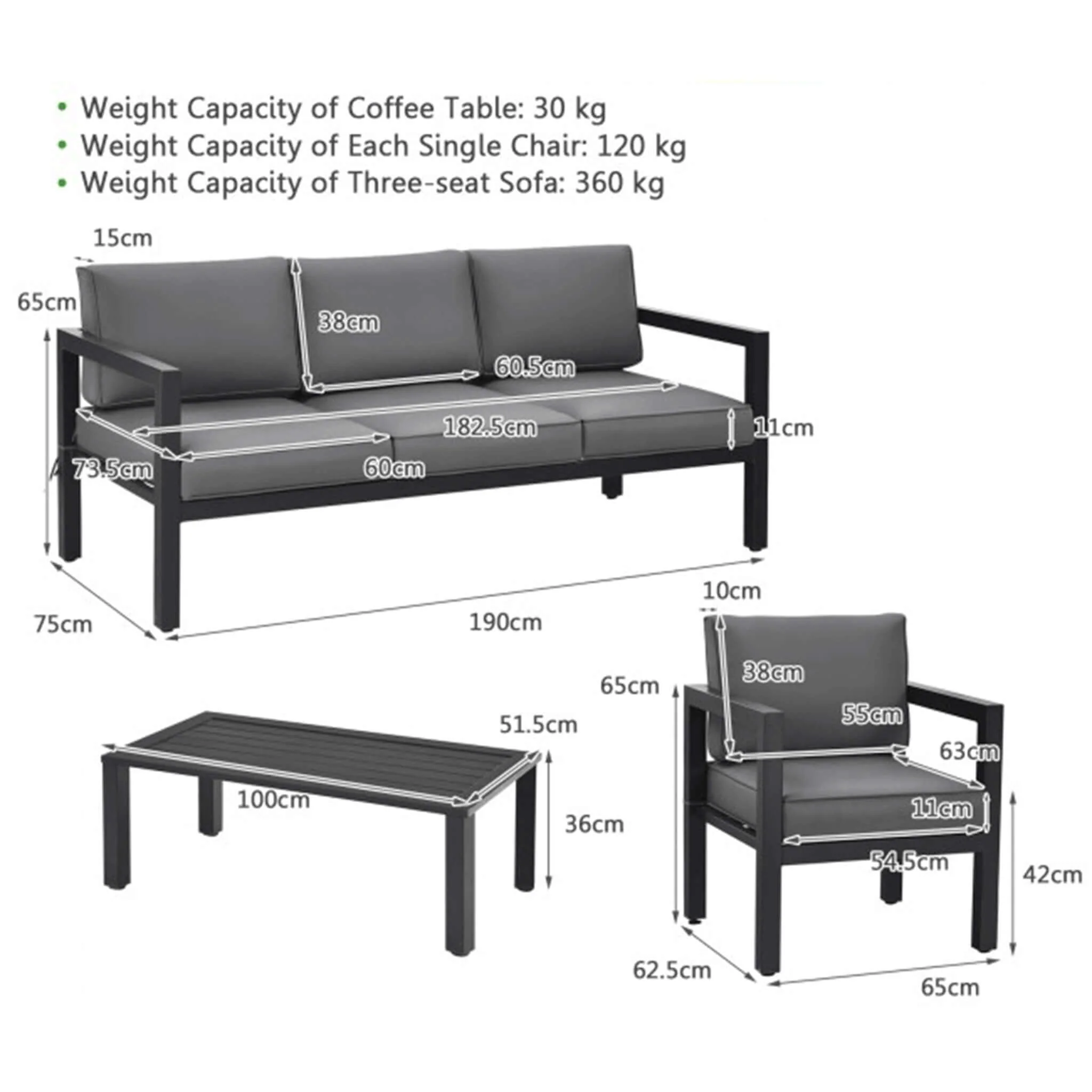Premium Outdoor Aluminum Furniture Set For Backyard & Poolside 4PCS - Image 14