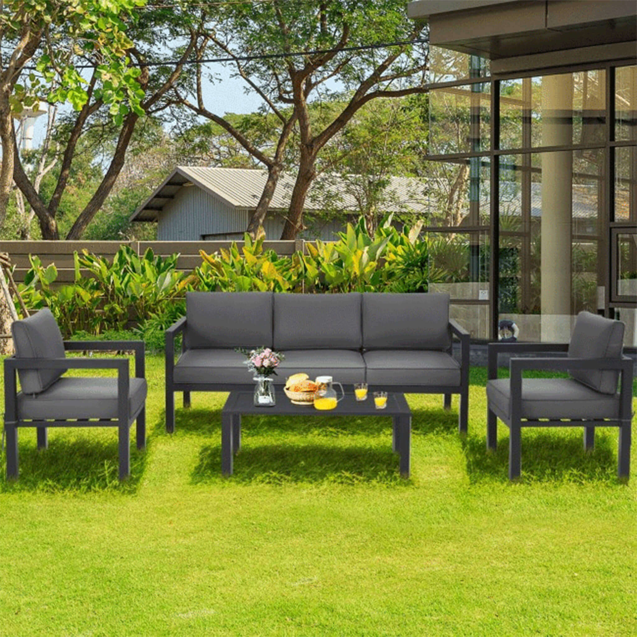 Premium Outdoor Aluminum Furniture Set For Backyard & Poolside 4PCS - Image 2