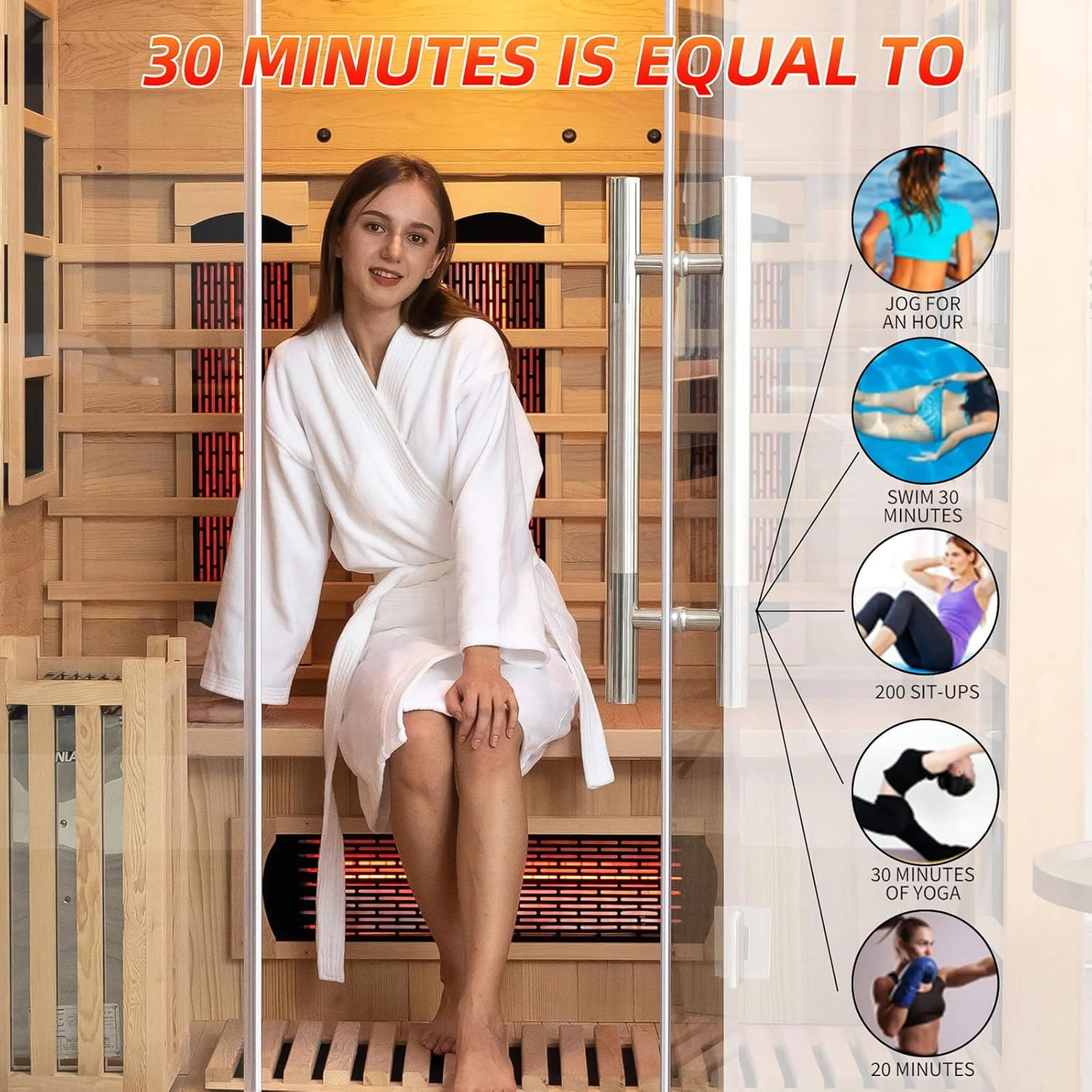 Rövia Aurora 3-Person Indoor Hybrid Sauna Room With Infrared And 4.5KW Steam Heaters - Image 4