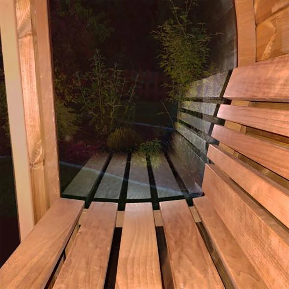 SaunaLife Model E7G Ergo Series 4-Person Outdoor Sauna Barrel with Glass Front - Image 3