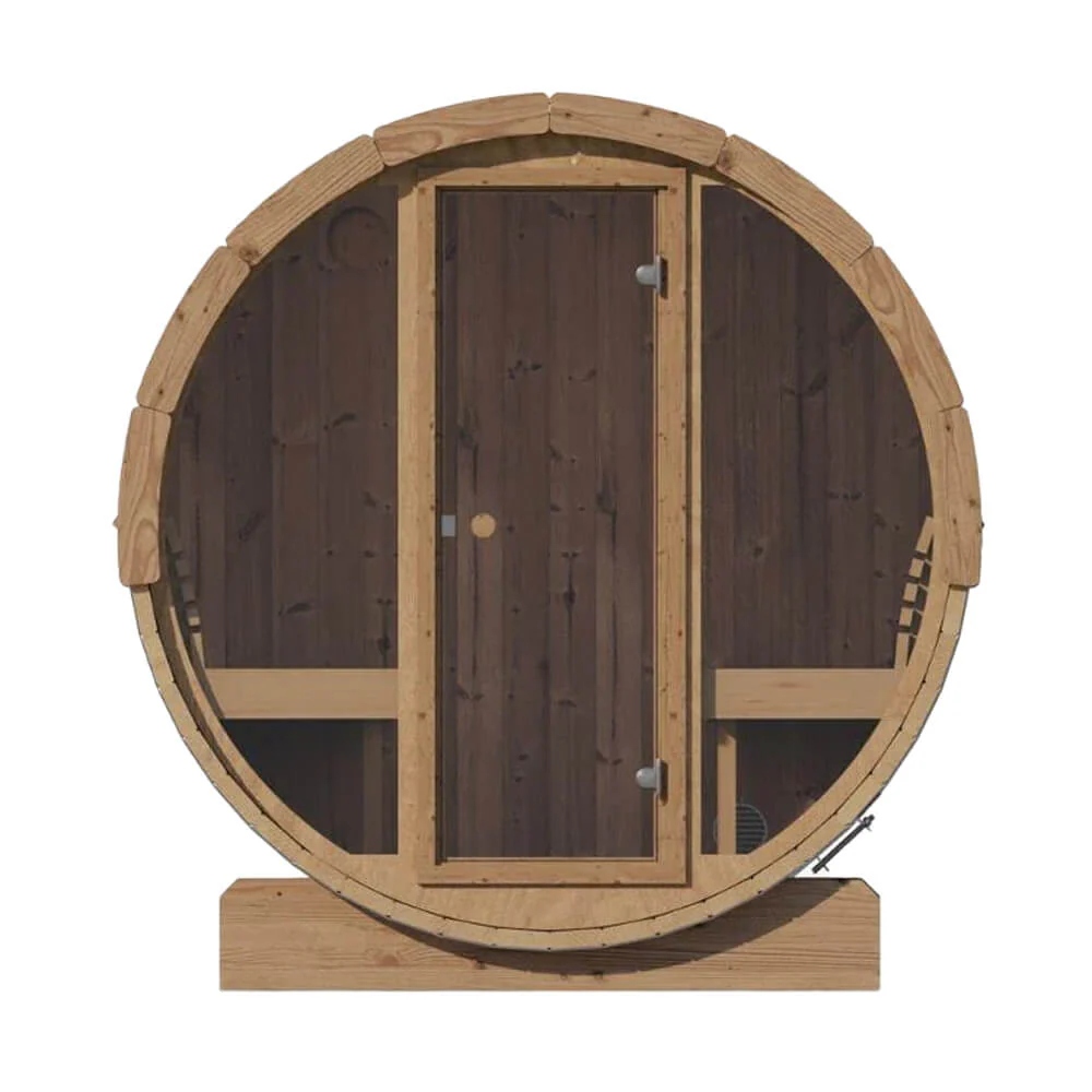 SaunaLife Model E7G Ergo Series 4-Person Outdoor Sauna Barrel with Glass Front - Image 8