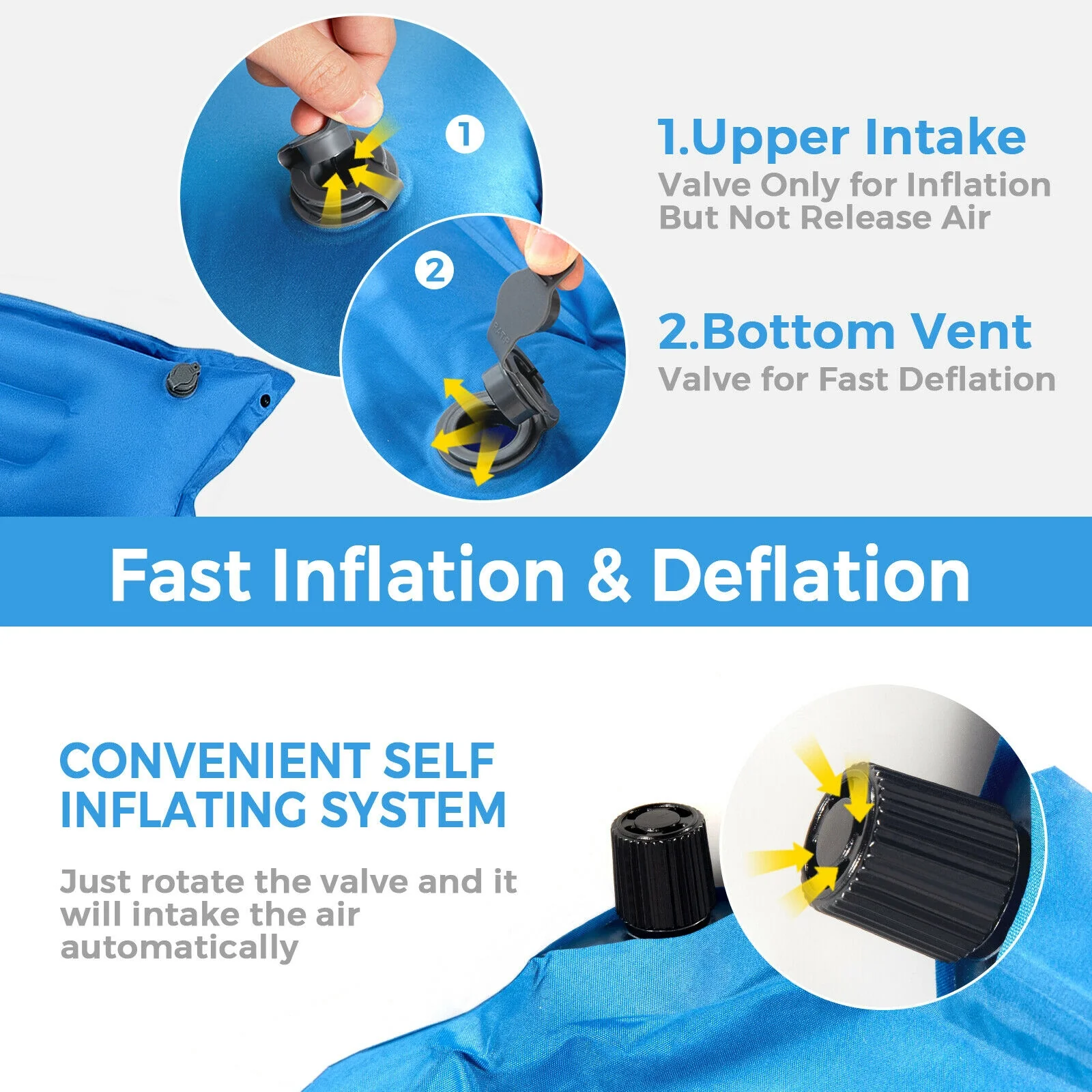 Self-Inflating Camping Outdoor Sleeping Mat with Pillows Bag - Image 2