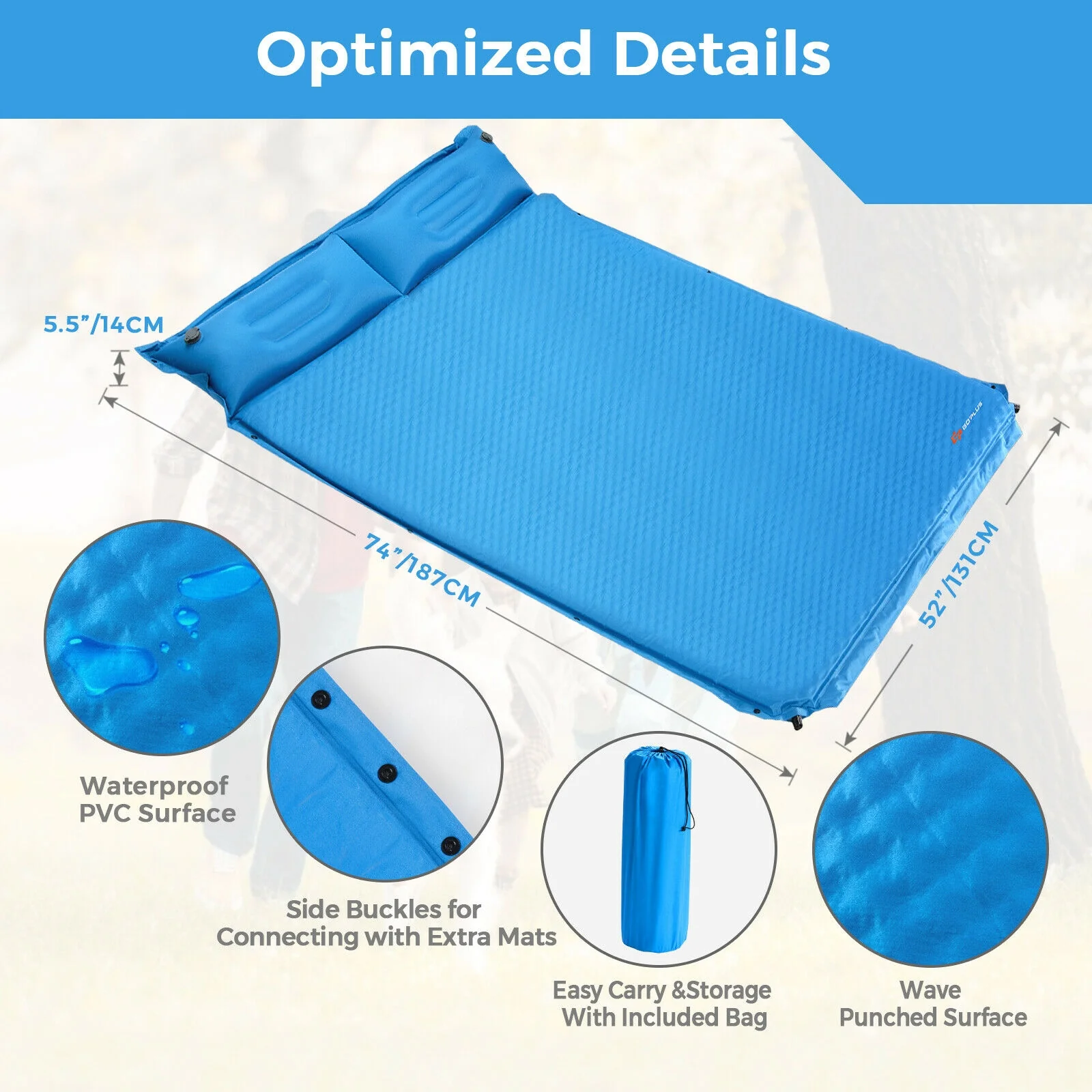 Self-Inflating Camping Outdoor Sleeping Mat with Pillows Bag - Image 8