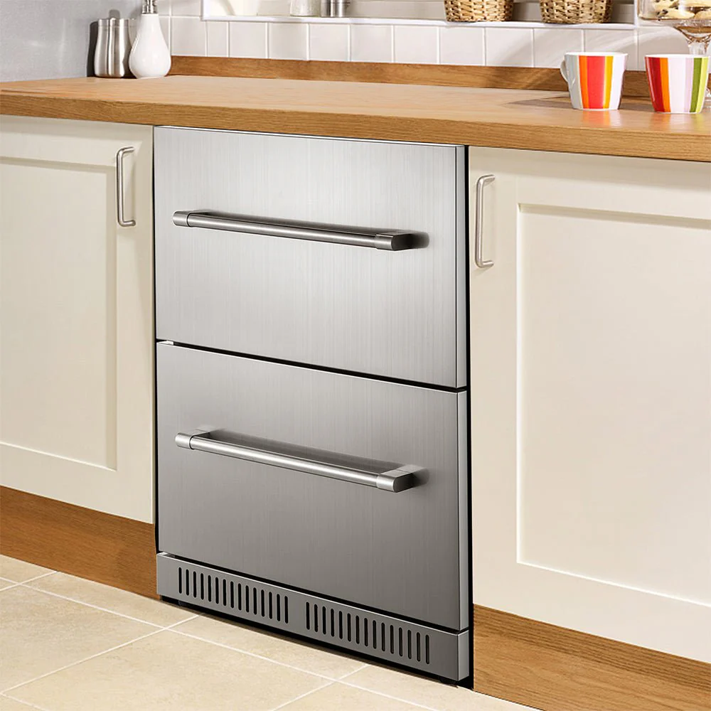 Small Double Drawer Stainless Steel Built-In Undercounter Beverage Refrigerator 5.1 Cu.Ft. - Image 12