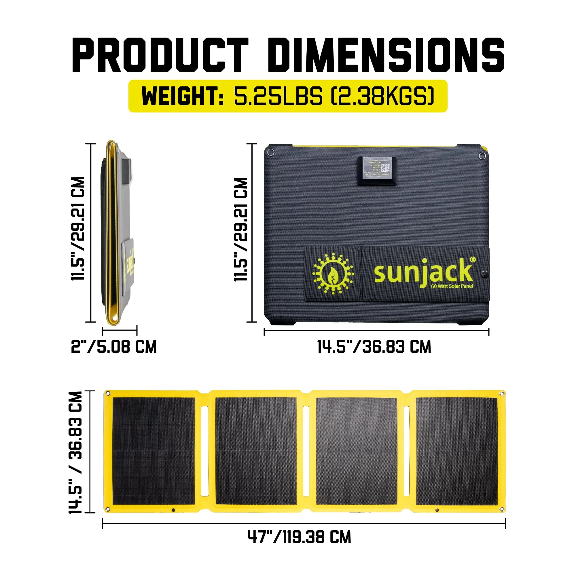 SunJack 120 Watt Solar Kit - Includes Two 60 Watt Foldable Solar Panels with Parallel Adapter Cable - Image 9
