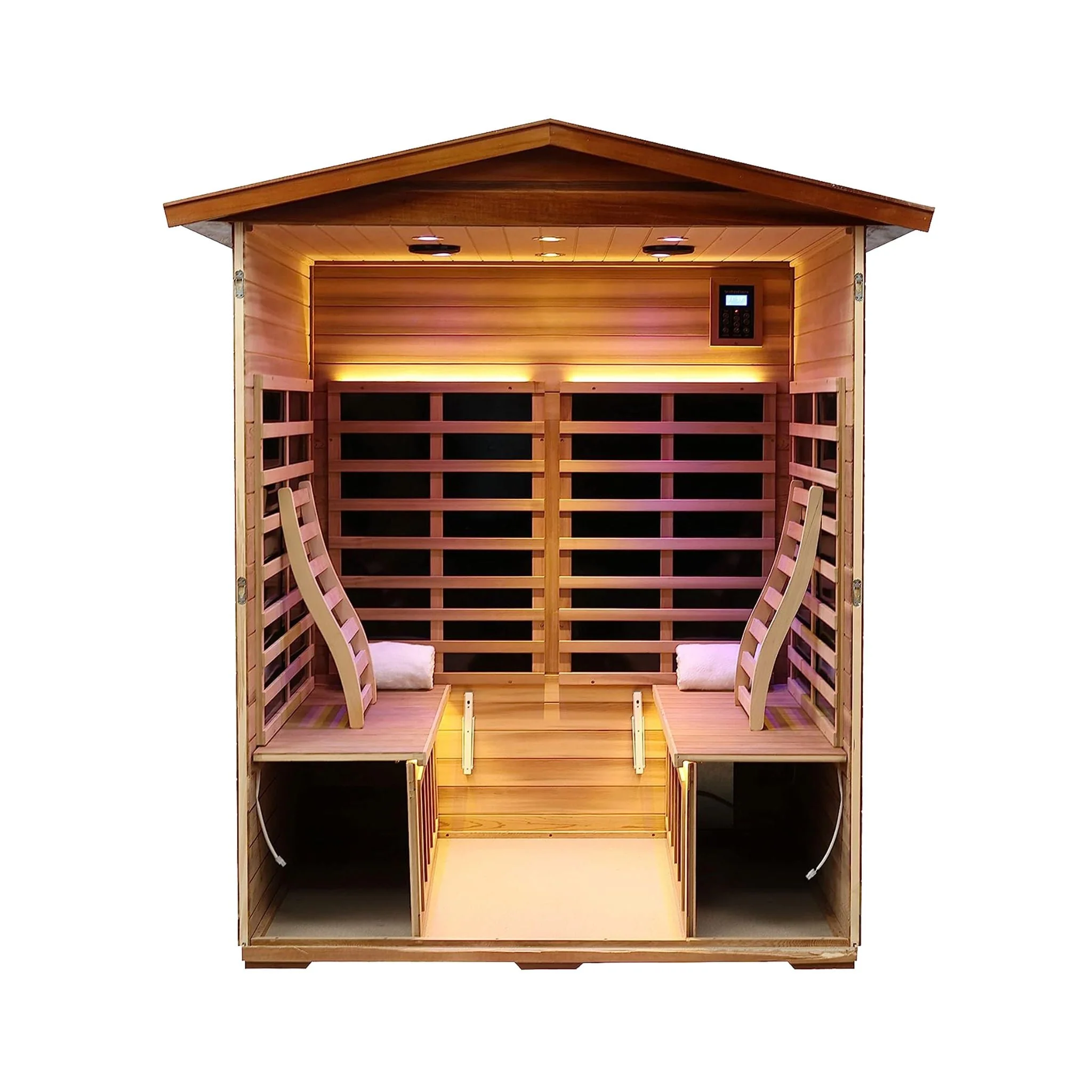 Thermora 4-Person Outdoor Infrared Hemlock Sauna With Tempered Glass Door - Image 5