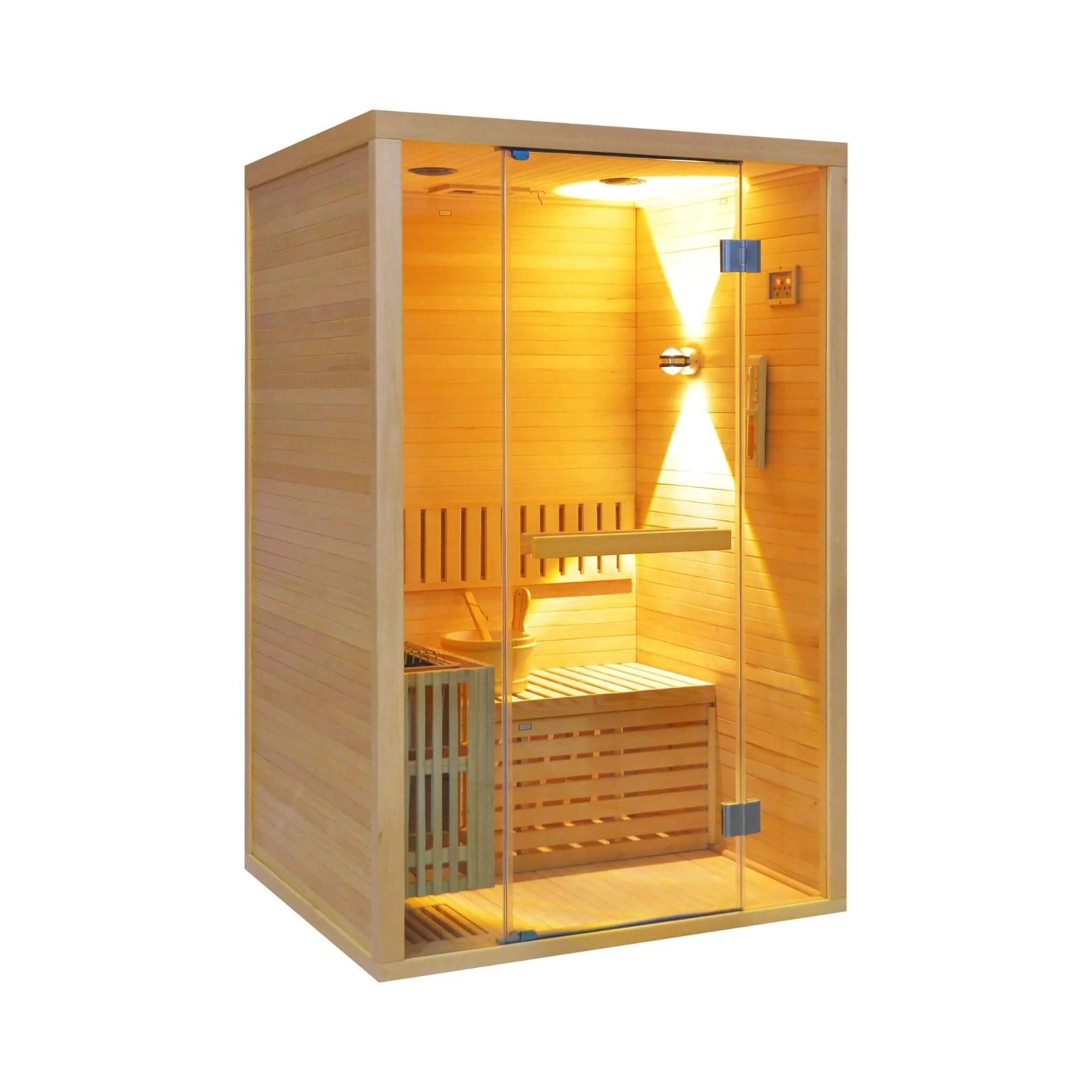 Thermora Alpine Premium 2-Person 3KW Hemlock Wood Sauna with LED Wall Light - Image 8