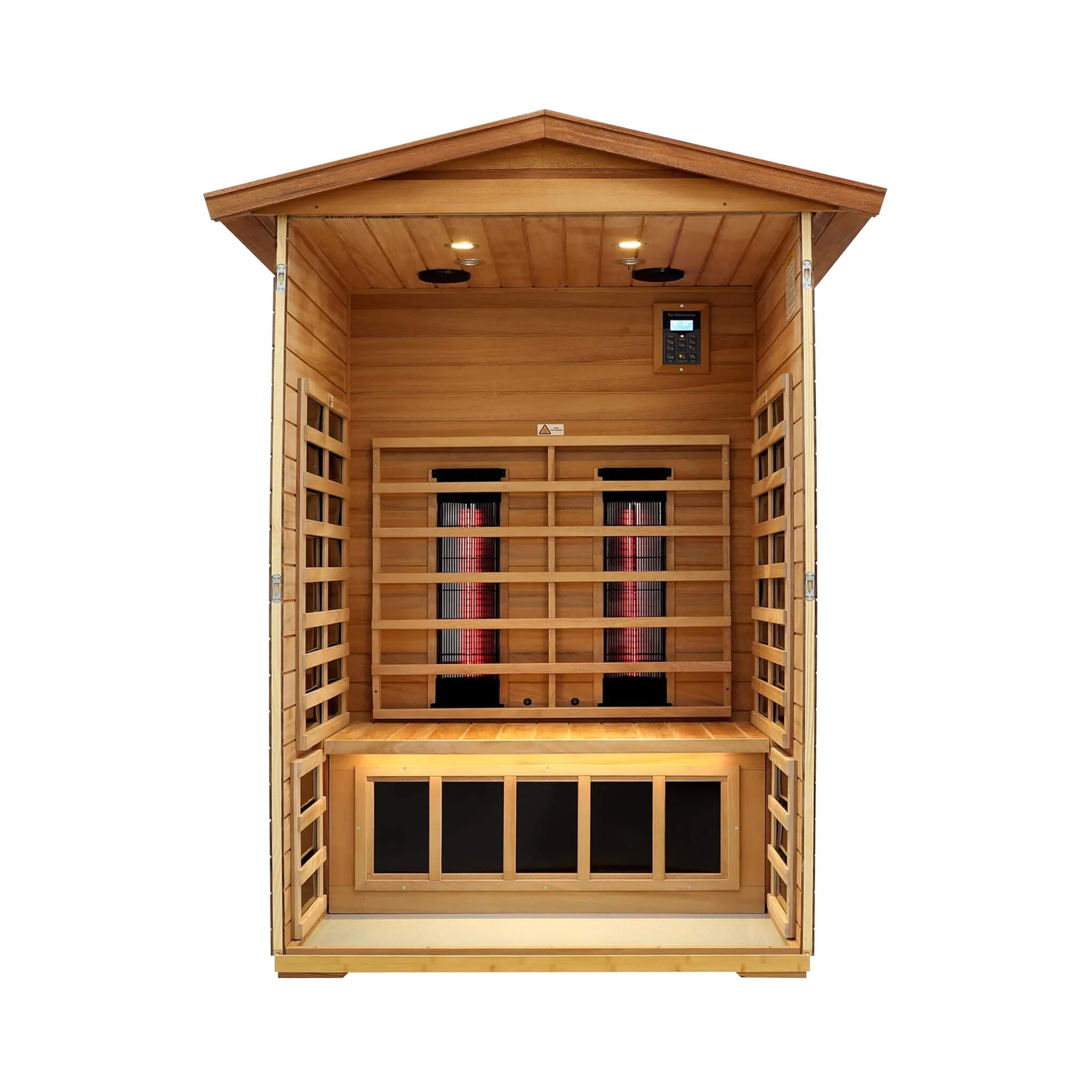 Thermora Deluxe 2-Person Outdoor Mahogany Low EMF Far Infrared Sauna with Bluetooth Audio and LED Lights - Image 3