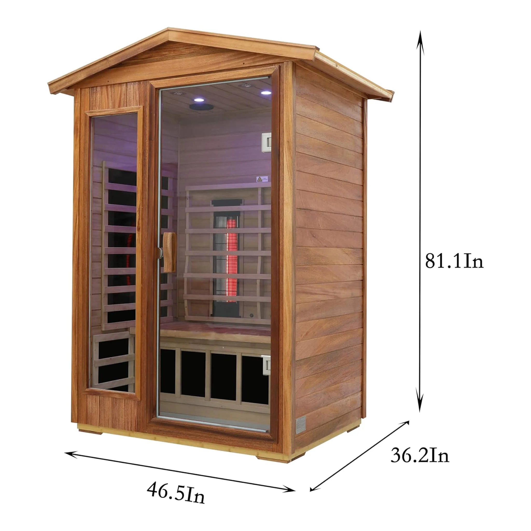 Thermora Deluxe 2-Person Outdoor Mahogany Low EMF Far Infrared Sauna with Bluetooth Audio and LED Lights - Image 7