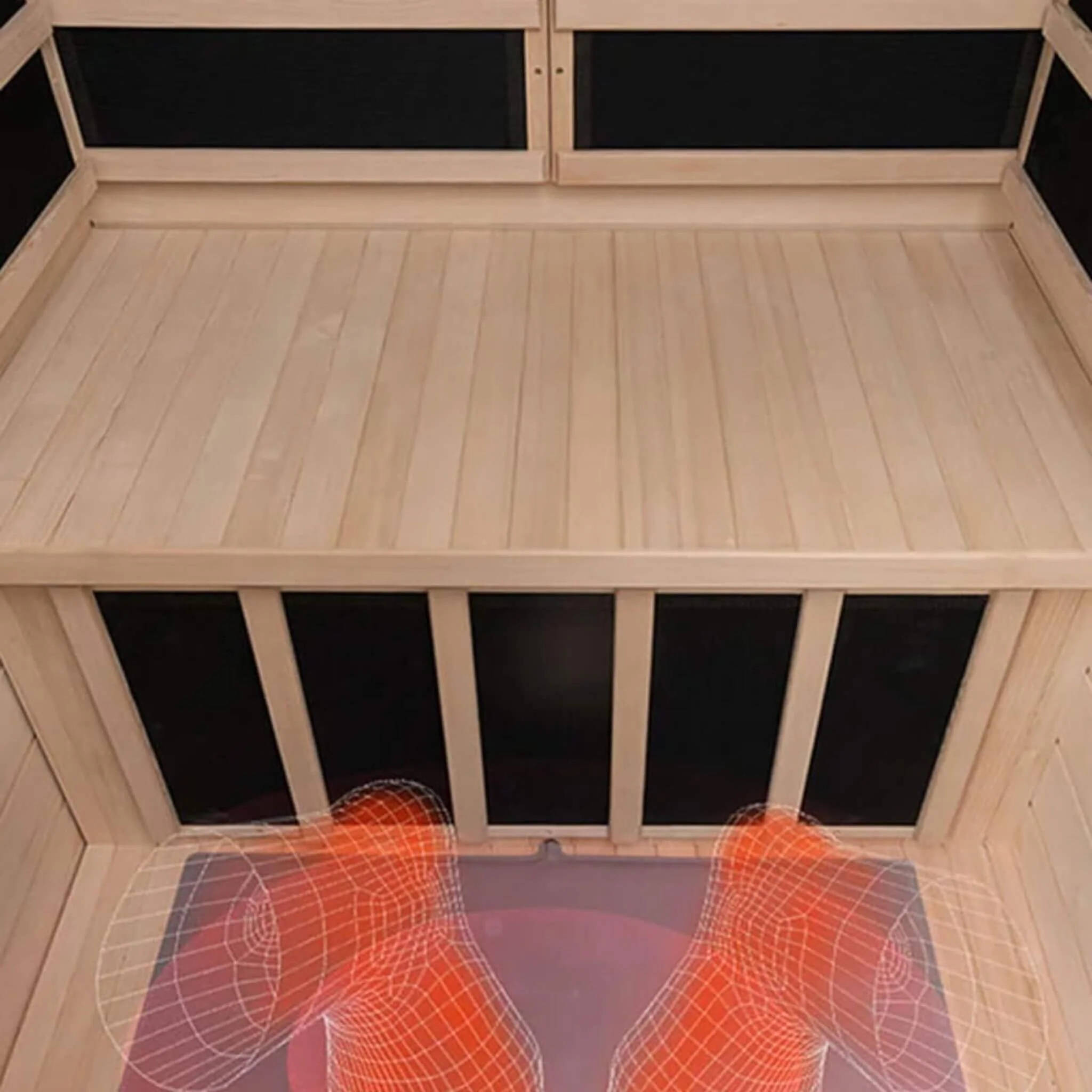 Thermora Luxury 2-Person Hemlock Wood FAR Infrared Sauna Room W/ Glass Door, 1750W - Image 14