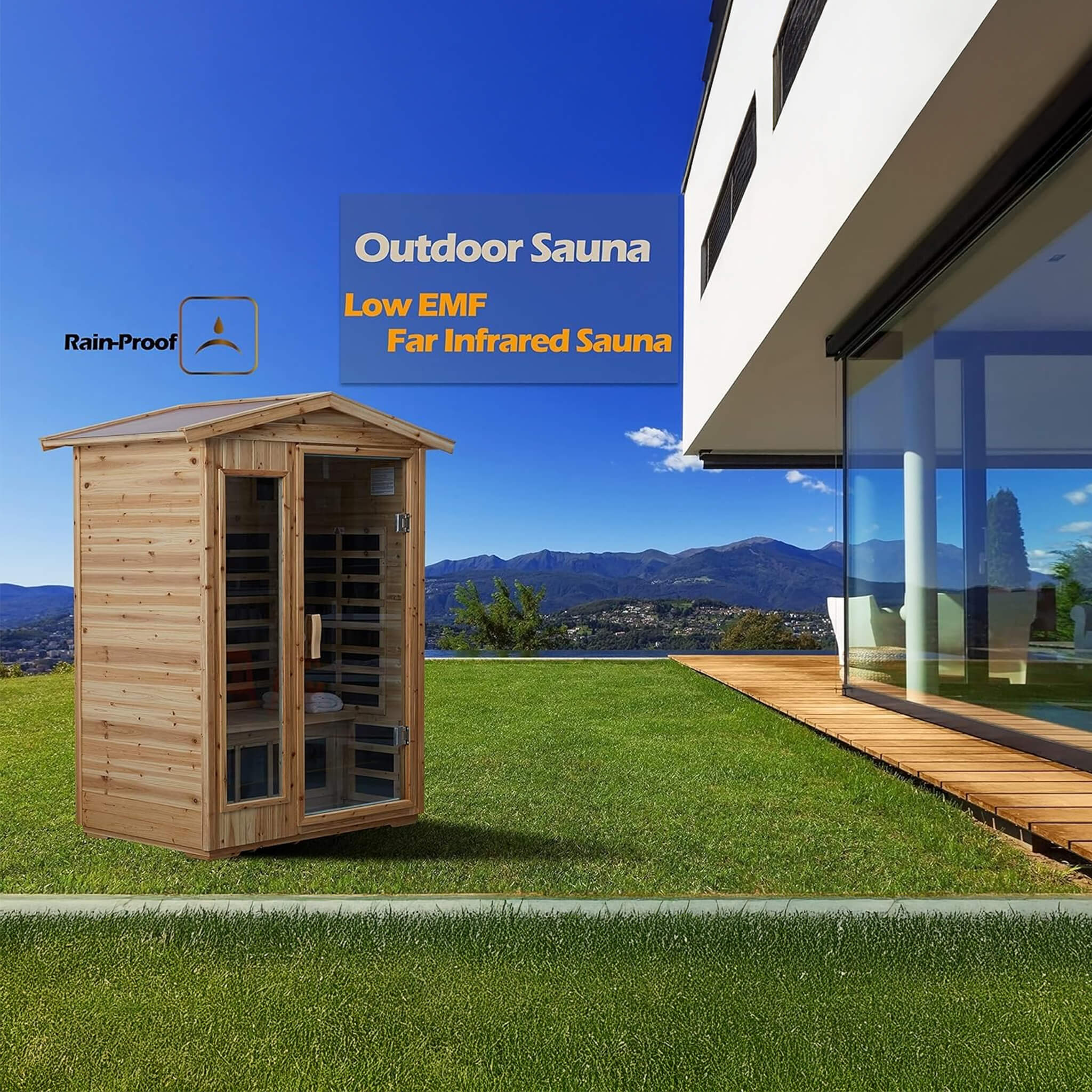 Thermora Luxury 2-Person Outdoor Low EMF Hemlock Infrared Sauna With Bluetooth And Chromotherapy Light - Image 5