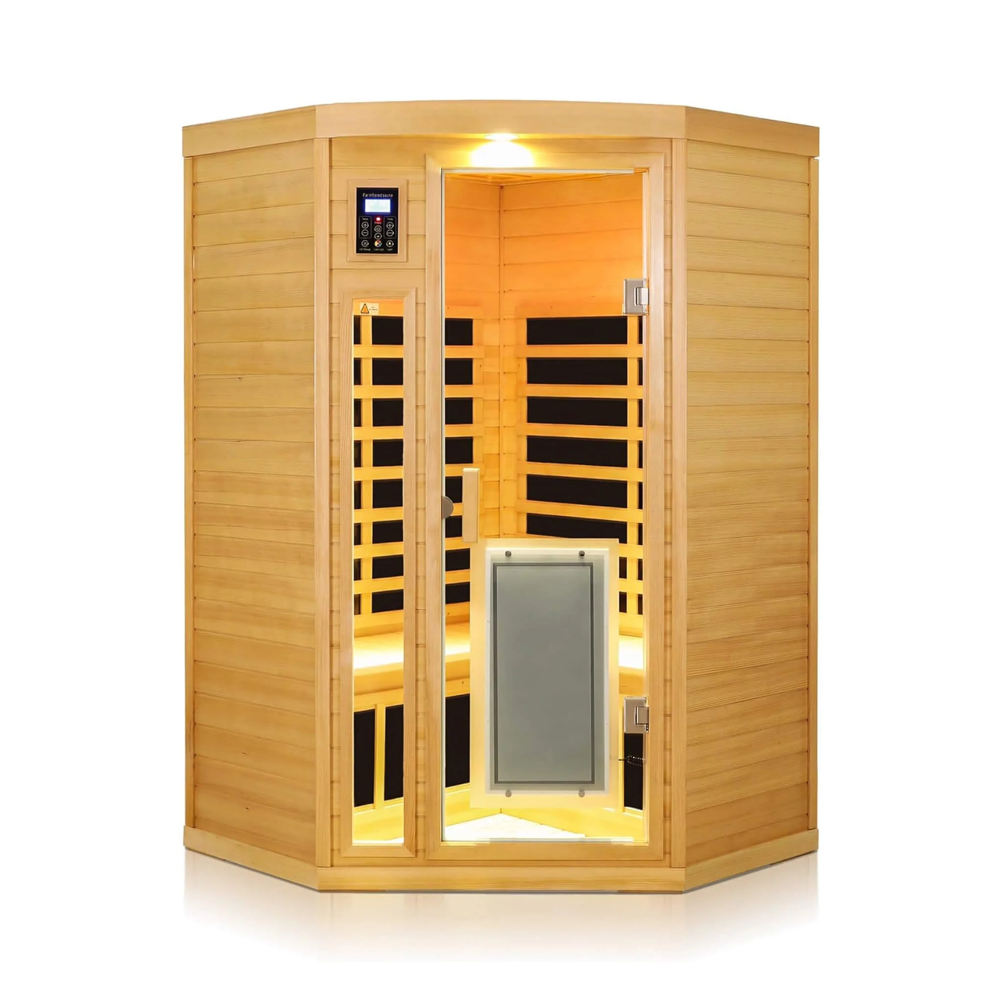 Thermora Premium 2-Person Corner Space Infrared Wooden Sauna Room With Bluetooth Speakers 1600W - Image 11
