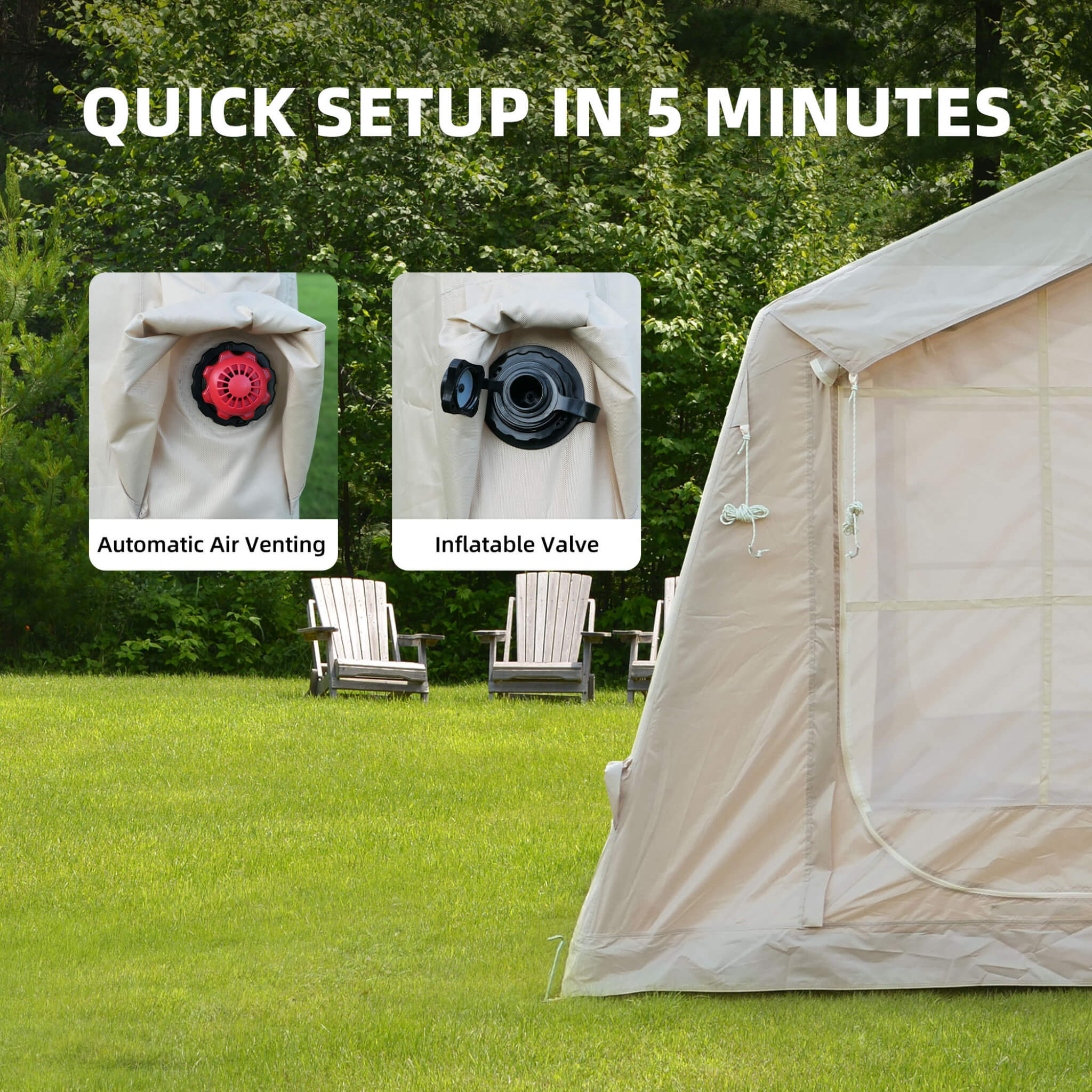 Trailora 4-Season Outdoor 4-6 People Inflatable Blow Up Camping Tent With Air Pump - Image 6