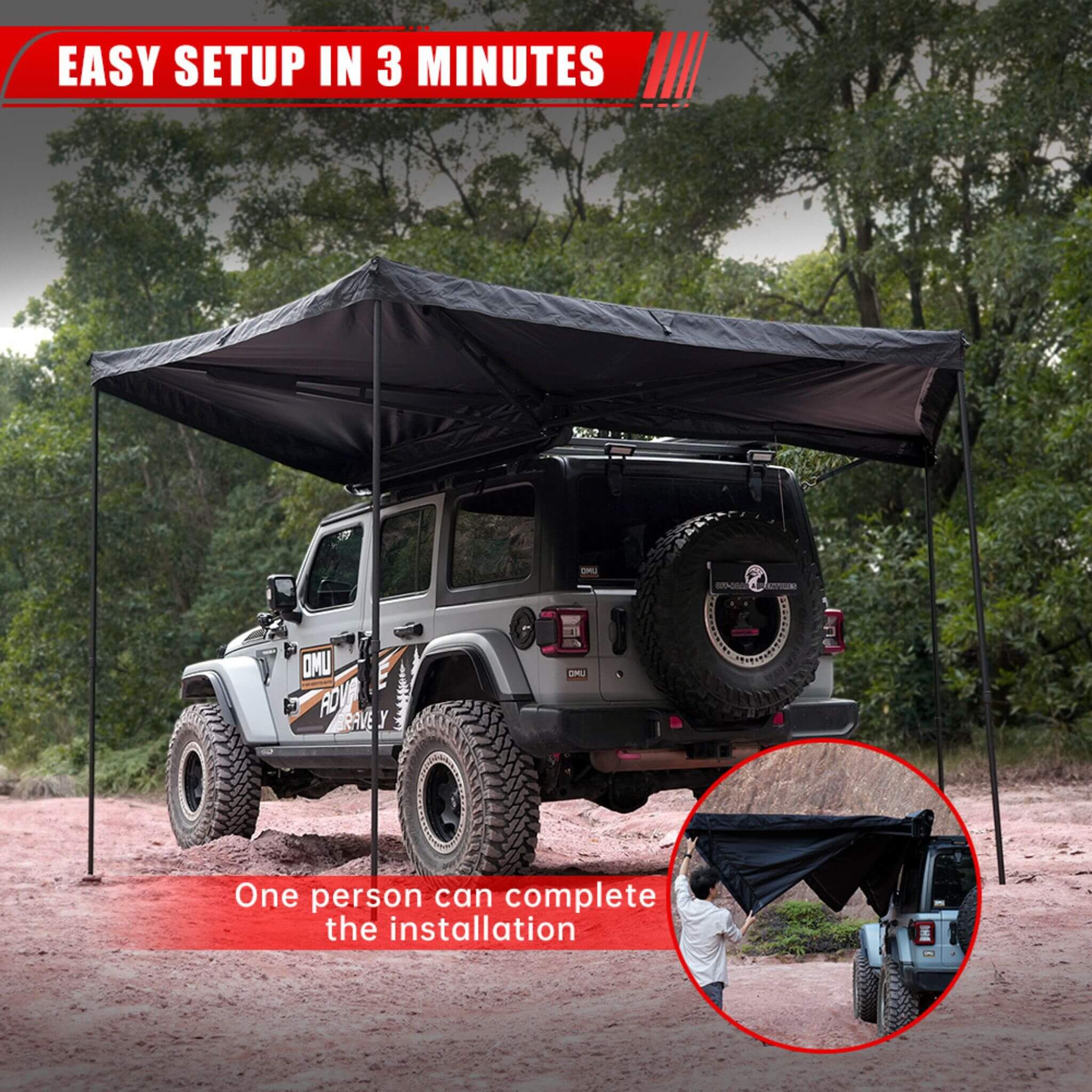 Trailora Premium All-Weather Top Only Multi-Functional 270 Degree Outdoor Awning House Tent - Image 5