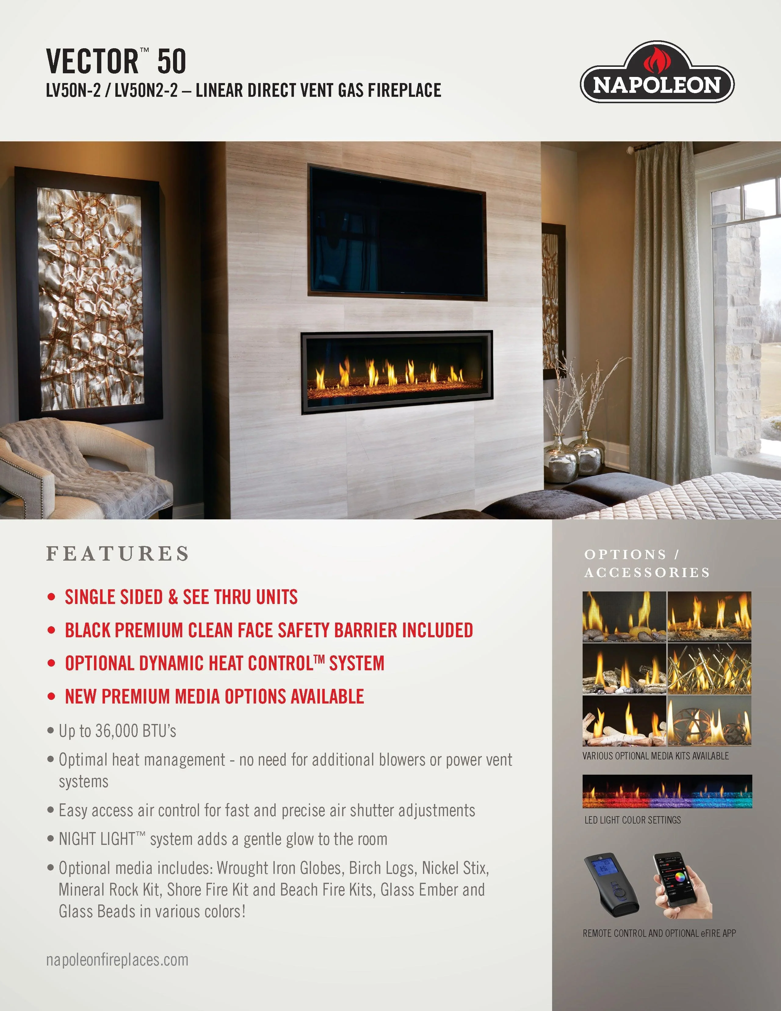Vector™ Series Direct Vent Fireplaces - See Through / Single-Sided - Image 8